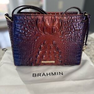 Brahmin Croc-Embossed Shoulder Bag - Red and Blue